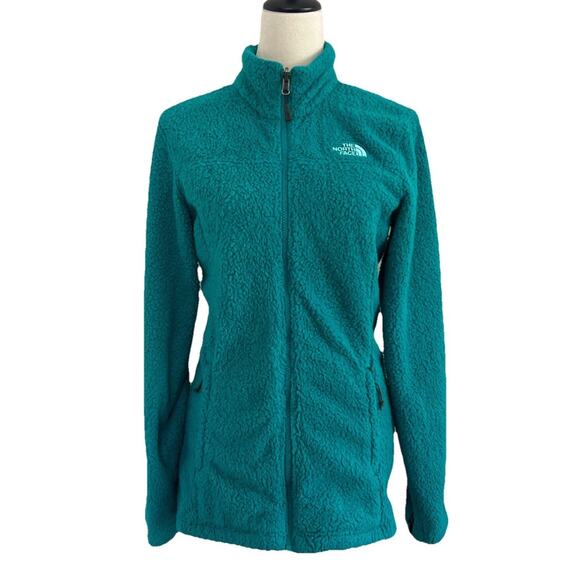 The North Face Jacket Womens Small Fuzzy Green Fleece Full Zip Pockets Gorpcore - Picture 1 of 12